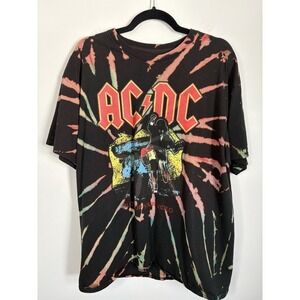AC/DC T-Shirt Men's Small Blow Up Your Video Tie Dye Band Tee Boxy 100% Cotton